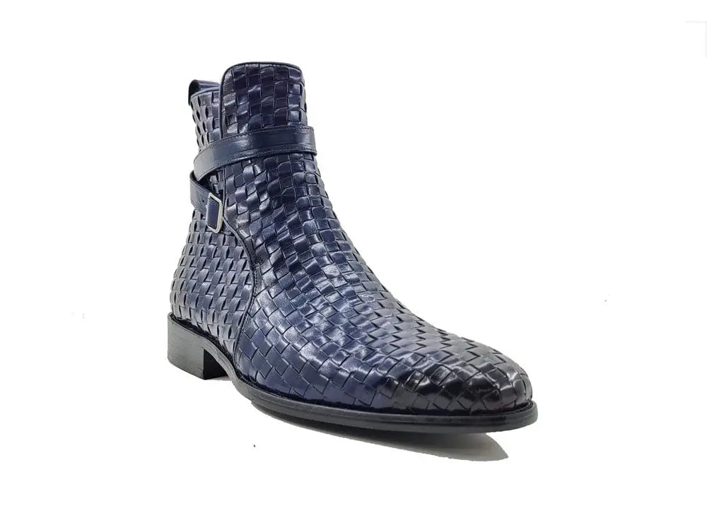 Carrucci Basket Weave Calfskin Buckle Boot - Luxury Brown Leather