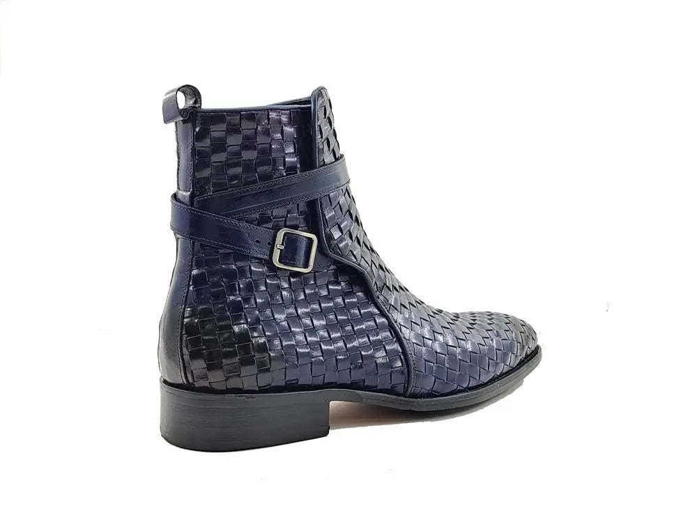 Carrucci Basket Weave Calfskin Buckle Boot - Luxury Brown Leather