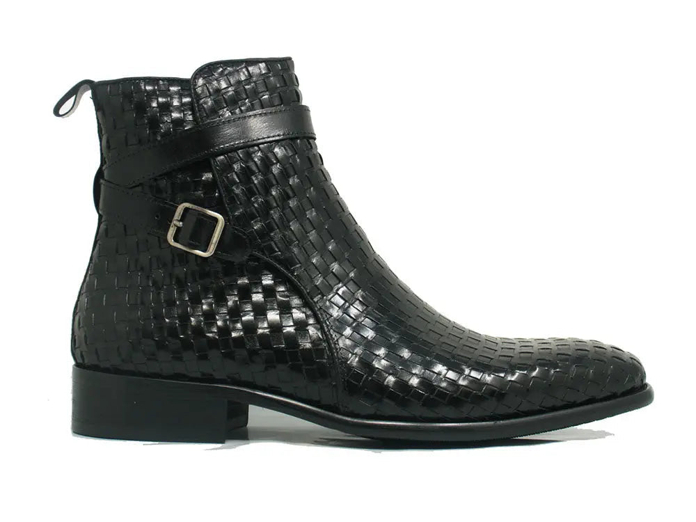 Carrucci Basket Weave Calfskin Buckle Boot - Luxury Brown Leather