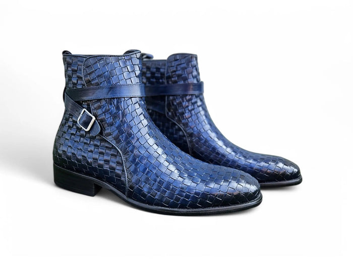 Carrucci Basket Weave Calfskin Buckle Boot - Luxury Brown Leather
