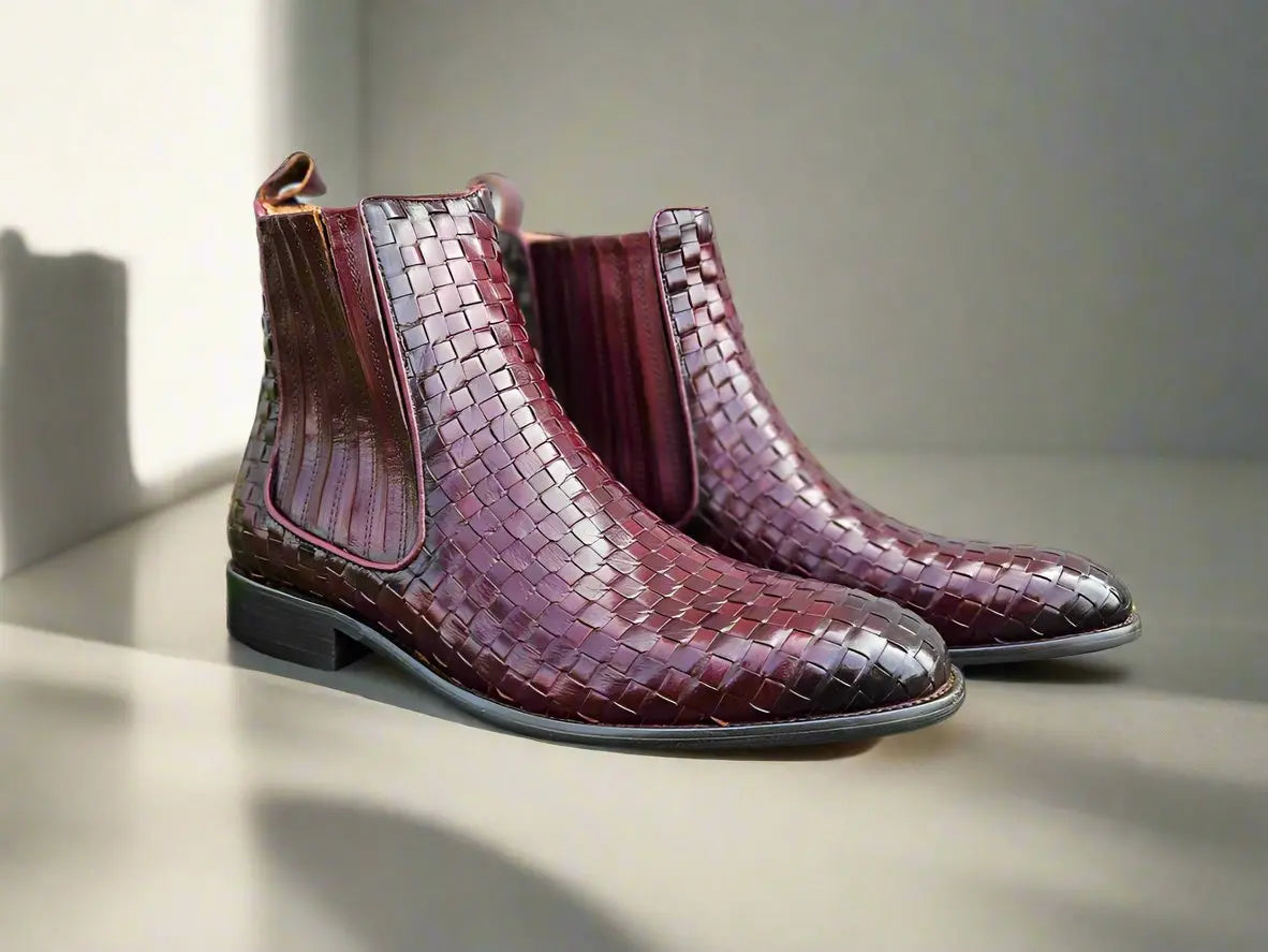 Carrucci Chelsea Boot: Woven Leather, Luxury Style
