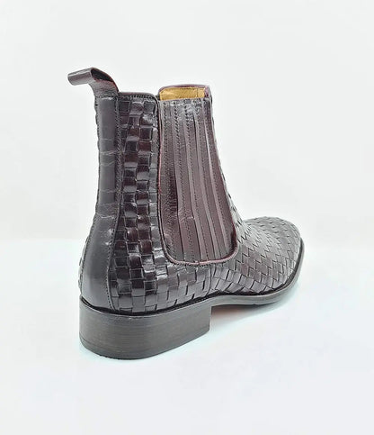 Carrucci Chelsea Boot: Woven Leather, Luxury Style