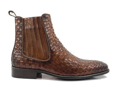Carrucci Chelsea Boot: Woven Leather, Luxury Style
