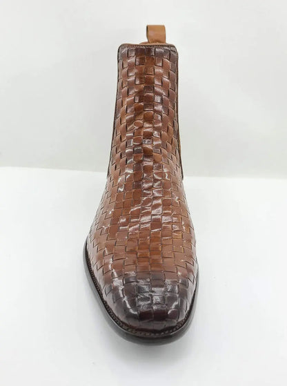 Carrucci Chelsea Boot: Woven Leather, Luxury Style