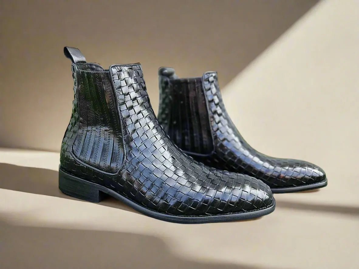 Carrucci Chelsea Boot: Woven Leather, Luxury Style