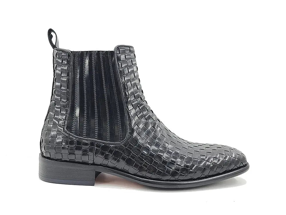 Carrucci Chelsea Boot: Woven Leather, Luxury Style
