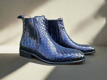 Carrucci Chelsea Boot: Woven Leather, Luxury Style