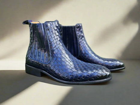 Basket Weave Leather Chelsea Boot - Image 15