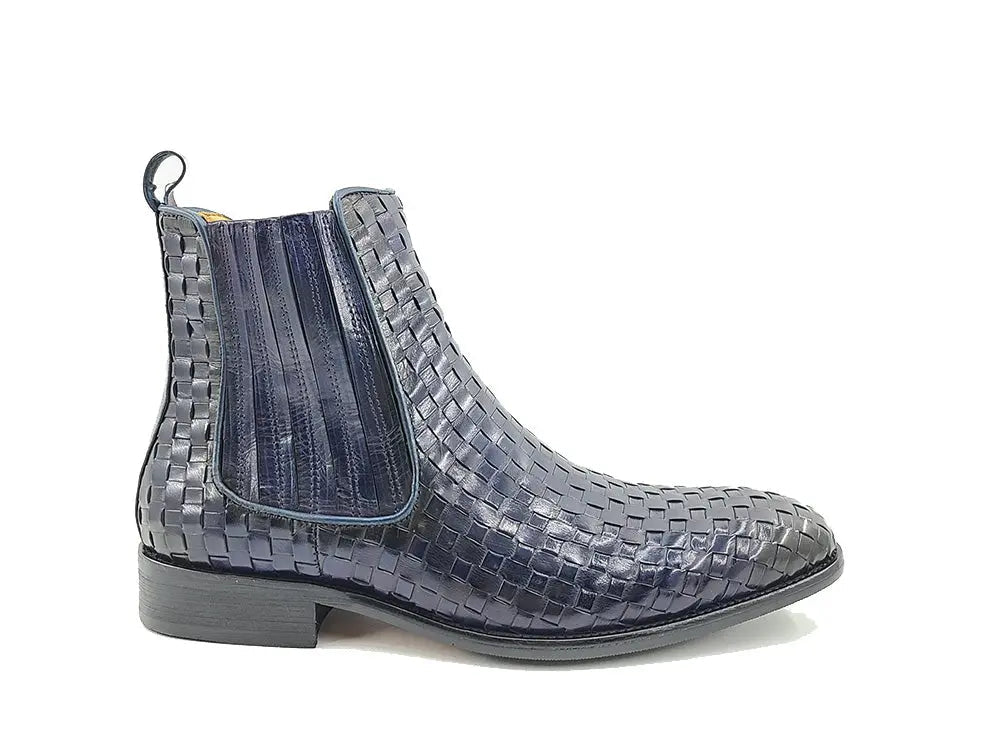 Carrucci Chelsea Boot: Woven Leather, Luxury Style