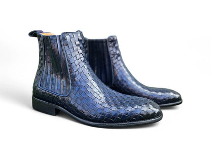 Carrucci Chelsea Boot: Woven Leather, Luxury Style