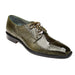 Belvedere Batta Olive Green Ostrich Cap Toe Dress Shoe for Men