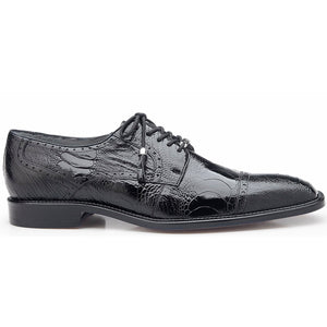 Belvedere Batta Black Genuine Crocodile Dress Shoe