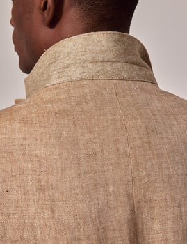 Mens Linen Suit For Beach Wedding - Summer Suit in Beige Herringbone