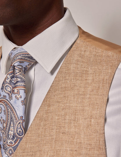 Mens Linen Suit For Beach Wedding - Summer Suit in Beige