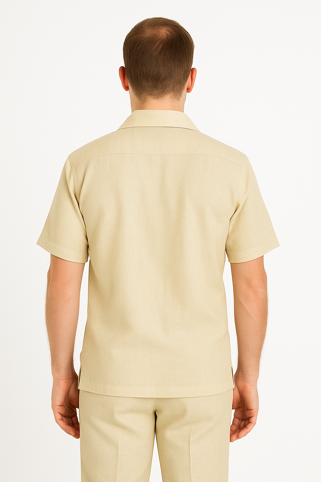Two Piece Men's Big Size Natural Beige Linen Short Sleeve Casual Casual Two Piece Mens Walking Outfit For Sale Pant Sets Suit
