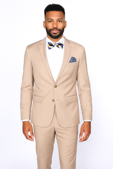 Beige Slim Fit Suit for Men by Rossiman Rossi – Tailored Skinny Fit Formal Suit