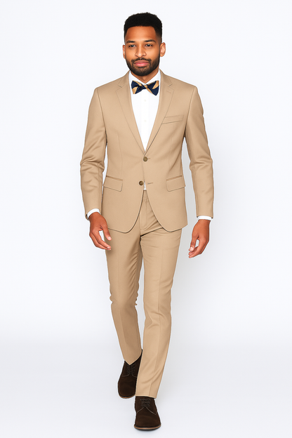 Beige Slim Fit Suit for Men by Rossiman Rossi – Tailored Skinny Fit Formal Suit - Image 9