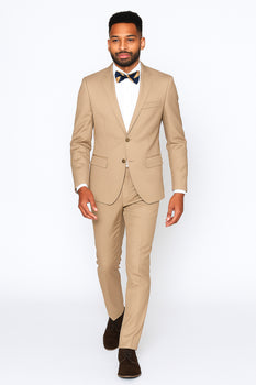 Beige Slim Fit Suit for Men by Rossiman Rossi – Tailored Skinny Fit Formal Suit - Image 9