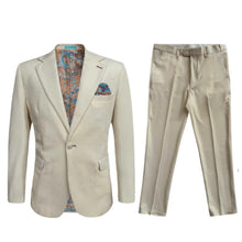 Mens Cotton Stretch Fashion Beige Suit