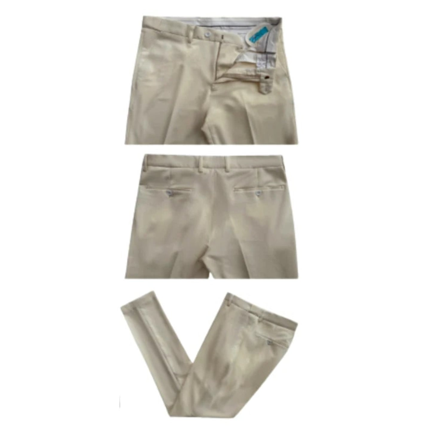 Mens Cotton Stretch Fashion Beige Suit - Image 2