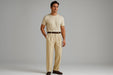 Tan ~ Beige Wide Leg Dress Pants Pleated Baggy Dress Trousers Unhemmed Unfinished Bottom - Cheap Priced Dress Slacks For Men On Sale