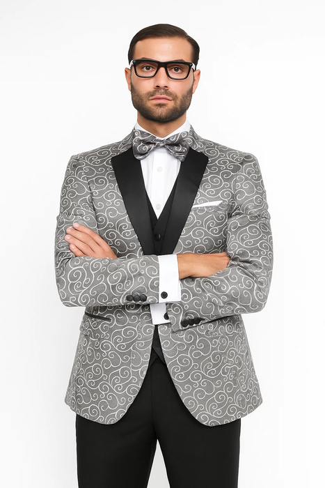 Bellagio Silver 1-Button Notch Tuxedo