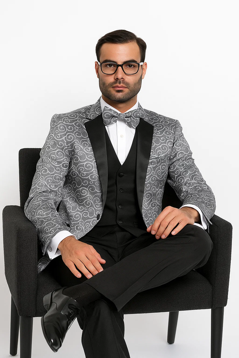 Bellagio Silver 1-Button Notch Tuxedo