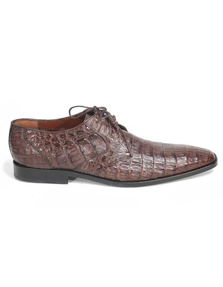Mens Los Altos Brown Genuine Caiman Belly Lace Up