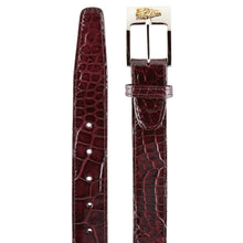Belvedere Men's Alligator Dress Belt - Burgundy