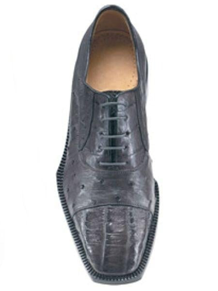 Authentic Genuine Skin Italian Cap toe Lace UP Oxford Style Shoes Grey