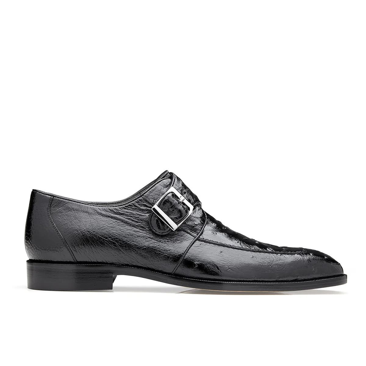 Belvedere Josh Black Ostrich Monkstraps – Split Toe Loafers 