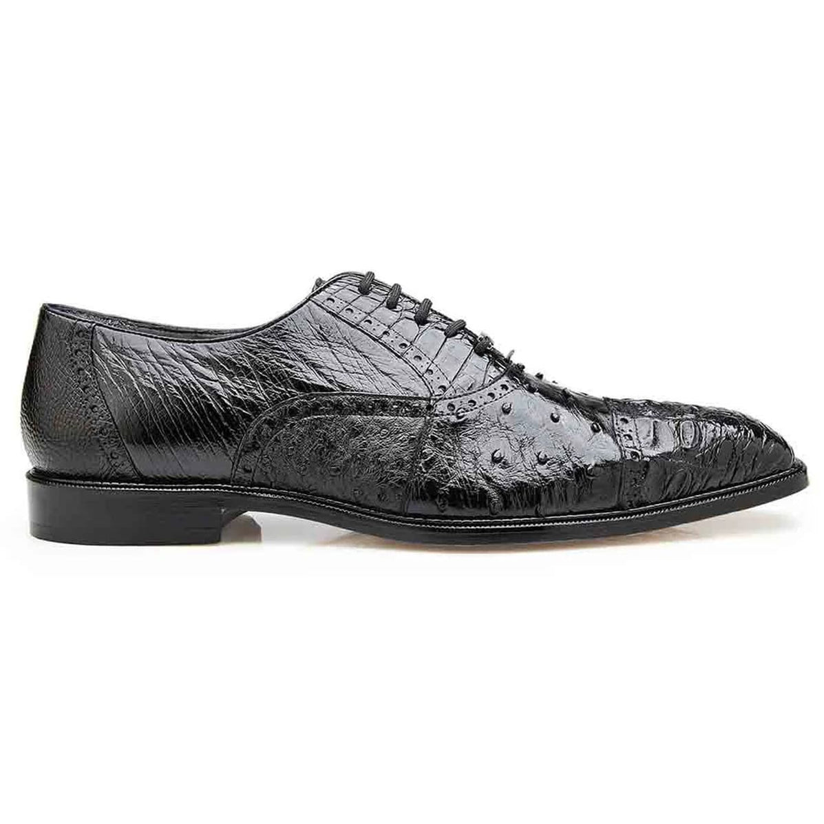 Belvedere Greco: Black/Gray/Burgundy Genuine Crocodile Oxford