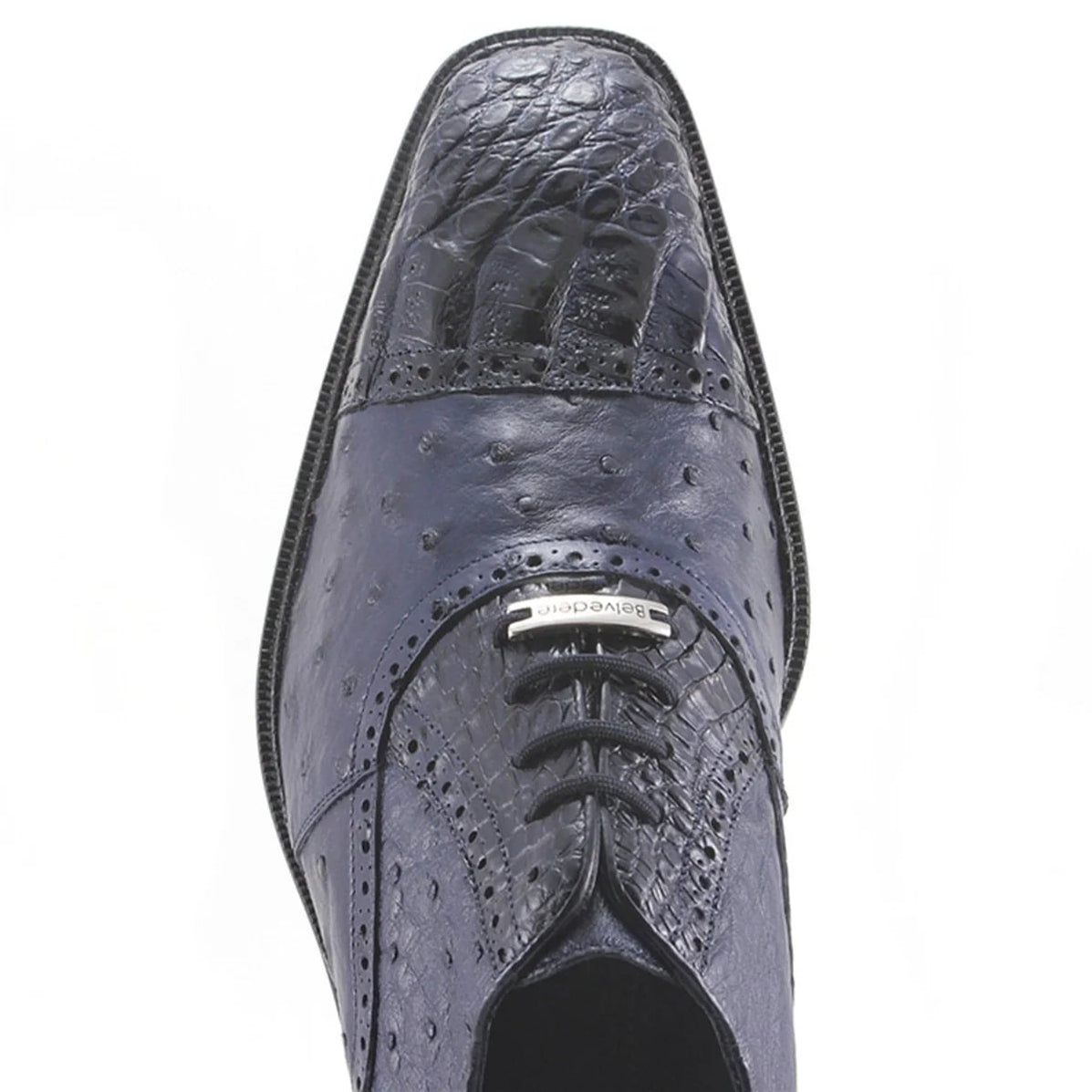 Belvedere Onesto Men's Navy Ostrich & Crocodile Cap Toe Shoes main image 0