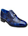 Belvedere Santo Antique Blue Genuine American Alligator Wingtip Rubber Sole Derby Shoes