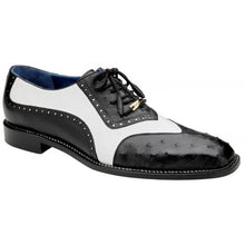 Belvedere Sesto Black & White Ostrich Quill Italian Calf Wingtip Shoes