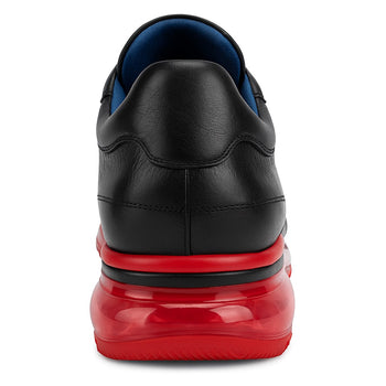 Belvedere Flash Men's Black & Red Ostrich-Calf Sneakers - Image 7