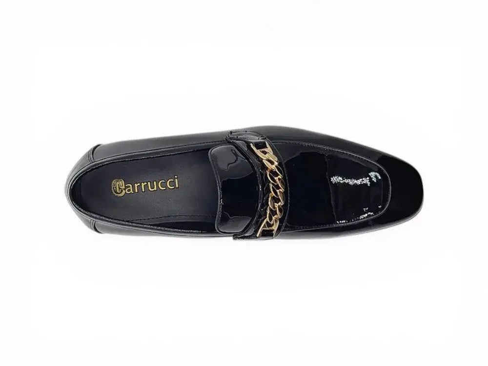Carrucci Beveled Toe Patent Leather Loafer - Sophisticated Black