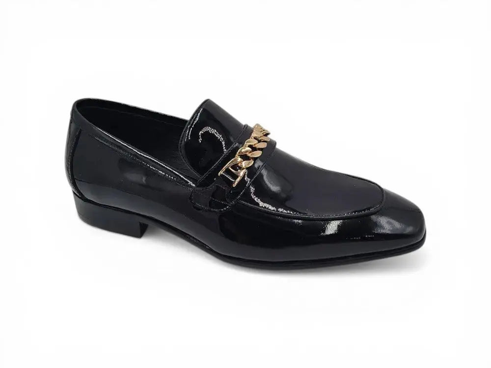Carrucci Beveled Toe Patent Leather Loafer - Sophisticated Black