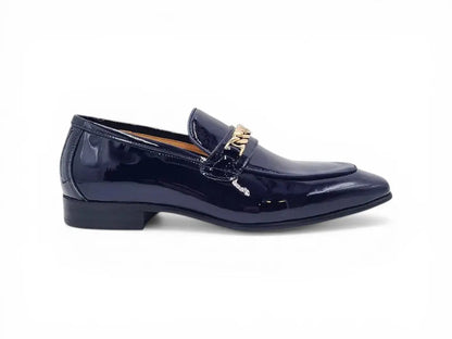 Carrucci Beveled Toe Patent Leather Loafer - Sophisticated Black