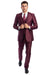 Graduation Suit - Men's Two Button Vested Shiny Sharkskin Wedding & Prom Fashion Suit in Burgundy