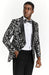 Big And Tall Tuxedo Paisley Tuxedo Sparkling Blazer - Black and White Floral Sport Coat