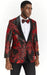 Big And Tall Tuxedo Paisley Tuxedo Sparkling Blazer - Red and Black Floral Sport Coat