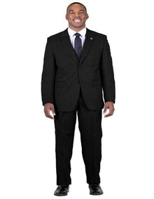 Big and Tall Grey Pinstripe Vested Plus Size Men's Suits For Big Guys