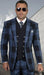 Big and Tall Plaid Suits - Vested Suit For Big Man Navy