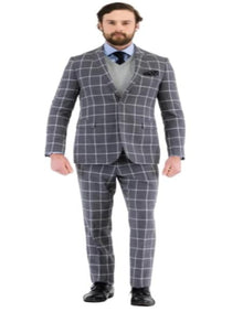 Big and Tall Suit - Plaid Suits - 1920s Gangster Grey Suit