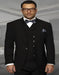 Big and Tall Suits - 100%  Wool Suit - Peak Lapel Classic Fit - Pleated Pants - Black