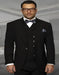Big and Tall Suits - 100%  Wool Suit - Peak Lapel Classic Fit - Pleated Pants - Black