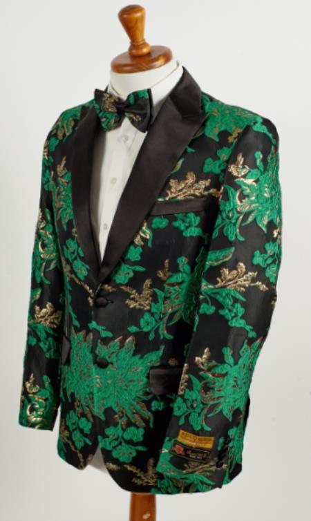 Big And Tall Tuxedo Paisley Tuxedo Sparkling Blazer - White Floral Sport Coat
