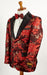 Big and Tall Tuxedo Jacket - Red ~ Black Paisley Floral Blazer