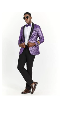 Big And Tall Tuxedo Paisley Tuxedo Sparkling Blazer - Purple Floral Sport Coat